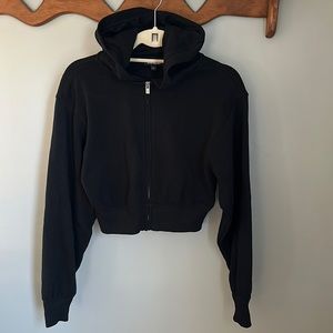Express Black Cropped Zip Hoodie XS